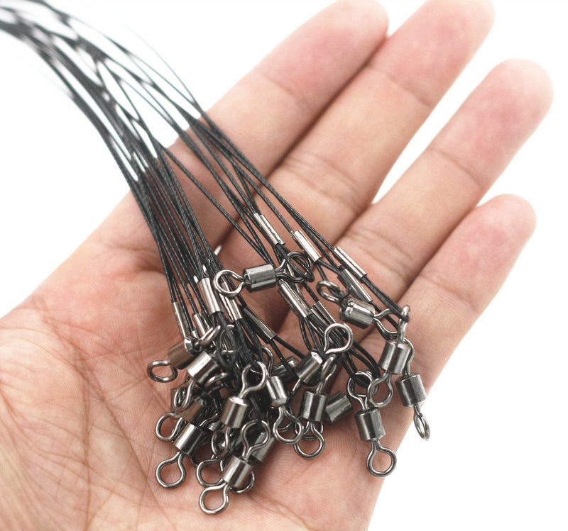 Mimilure 20pcs Heavy Duty Fishing Leaders: 19" Stainless Steel Wire Leaders Black with snap and Swivel for Pike Catfish - Image 4